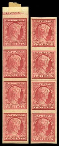 Values of US Stamps Scott 368: 2c 1909 Lincoln Imperf. Matthew Bennett International, Sep 2010, Sale 331, Lot 703