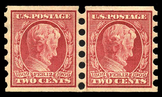 US Stamps Price Scott Cat. # 368: 2c 1909 Lincoln Imperf. Matthew Bennett International, Mar 2011, Sale 336, Lot 1376