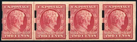 US Stamp Prices Scott Catalogue # 368 - 1909 2c Lincoln Imperf. Harmer-Schau Auction Galleries, Aug 2011, Sale 90, Lot 1886
