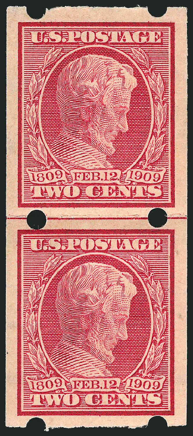 US Stamps Value Scott # 368: 1909 2c Lincoln Imperf. Robert Siegel Auction Galleries, Dec 2008, Sale 967, Lot 4546