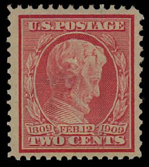 US Stamp Prices Scott Cat. #369: 2c 1909 Lincoln Bluish Paper. Daniel Kelleher Auctions, Jul 2011, Sale 625, Lot 947