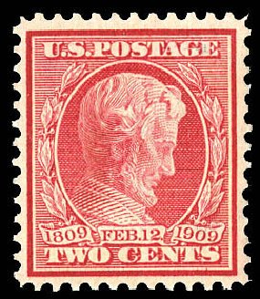 US Stamp Values Scott Cat. #369 - 1909 2c Lincoln Bluish Paper. Matthew Bennett International, Dec 2008, Sale 330, Lot 1758