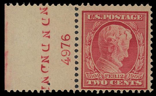 US Stamps Value Scott #369: 2c 1909 Lincoln Bluish Paper. Daniel Kelleher Auctions, Oct 2012, Sale 632, Lot 1288