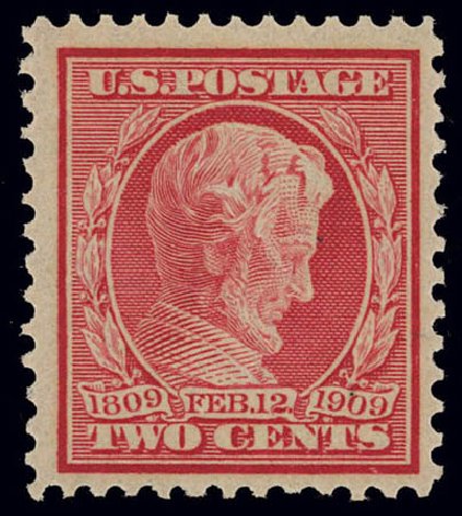 US Stamp Value Scott Catalog #369: 2c 1909 Lincoln Bluish Paper. Daniel Kelleher Auctions, Feb 2013, Sale 634, Lot 238