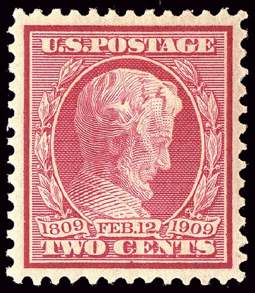 US Stamps Values Scott #369 - 1909 2c Lincoln Bluish Paper. Spink Shreves Galleries, Jan 2014, Sale 146, Lot 378