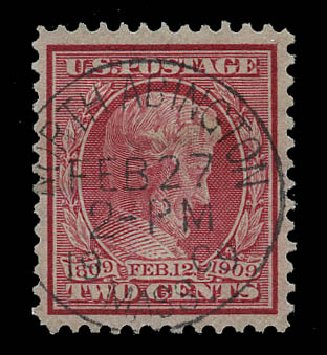 US Stamp Prices Scott Catalog # 369: 2c 1909 Lincoln Bluish Paper. Matthew Bennett International, May 2015, Sale 352, Lot 89