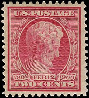 US Stamps Price Scott Cat. 369 - 1909 2c Lincoln Bluish Paper. Regency-Superior, Jan 2015, Sale 109, Lot 1149