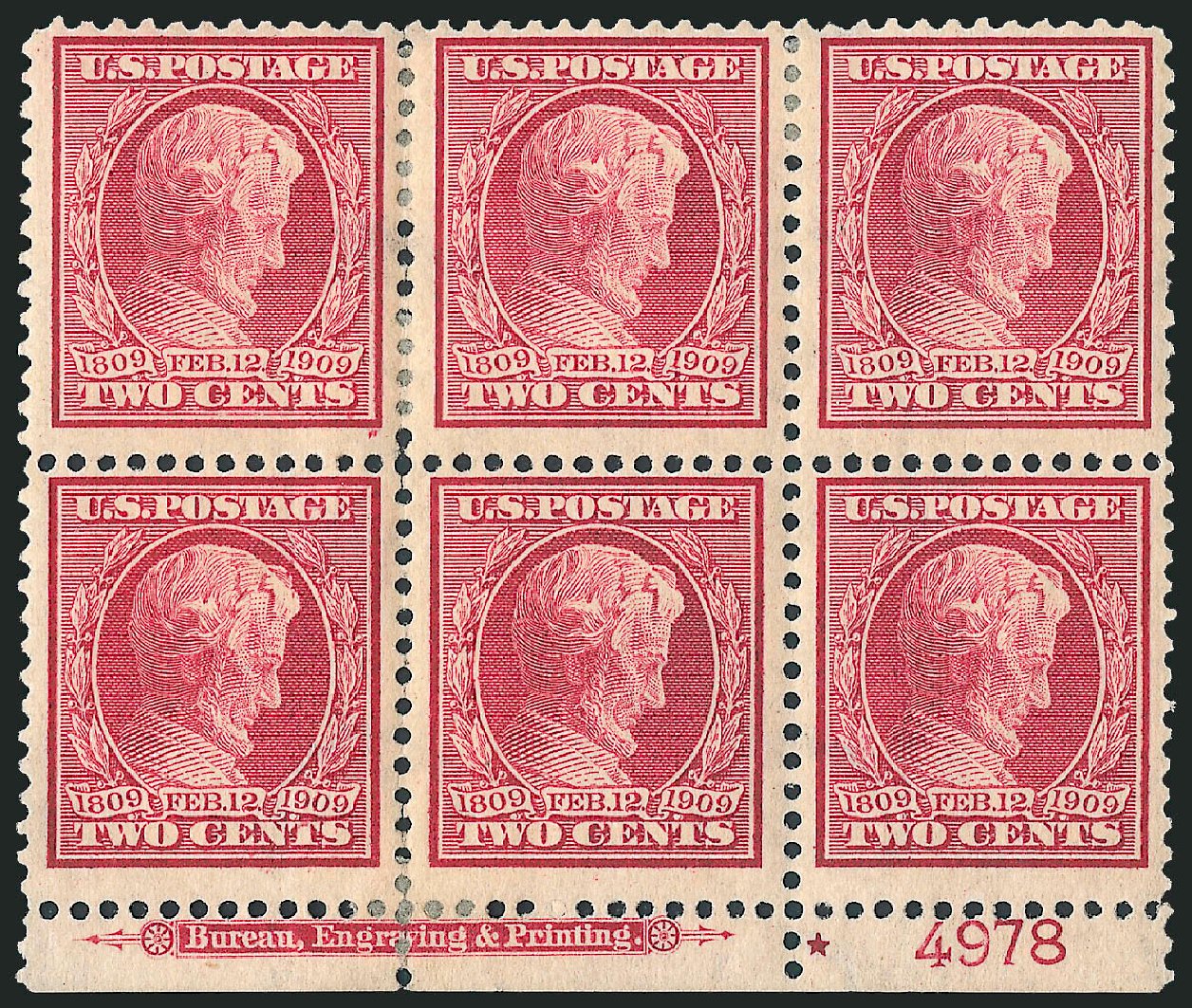US Stamp Values Scott # 369: 1909 2c Lincoln Bluish Paper. Robert Siegel Auction Galleries, Apr 2009, Sale 971, Lot 1629