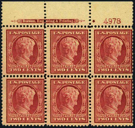 Prices of US Stamp Scott Cat. # 369 - 1909 2c Lincoln Bluish Paper. Harmer-Schau Auction Galleries, Jan 2013, Sale 96, Lot 560