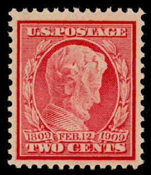 US Stamp Price Scott Catalog 369 - 2c 1909 Lincoln Bluish Paper. Daniel Kelleher Auctions, Mar 2013, Sale 635, Lot 470