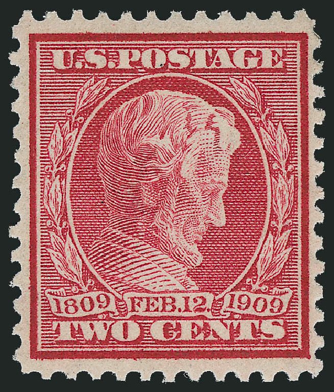 US Stamp Values Scott Catalog # 369 - 1909 2c Lincoln Bluish Paper. Robert Siegel Auction Galleries, Oct 2008, Sale 963, Lot 960