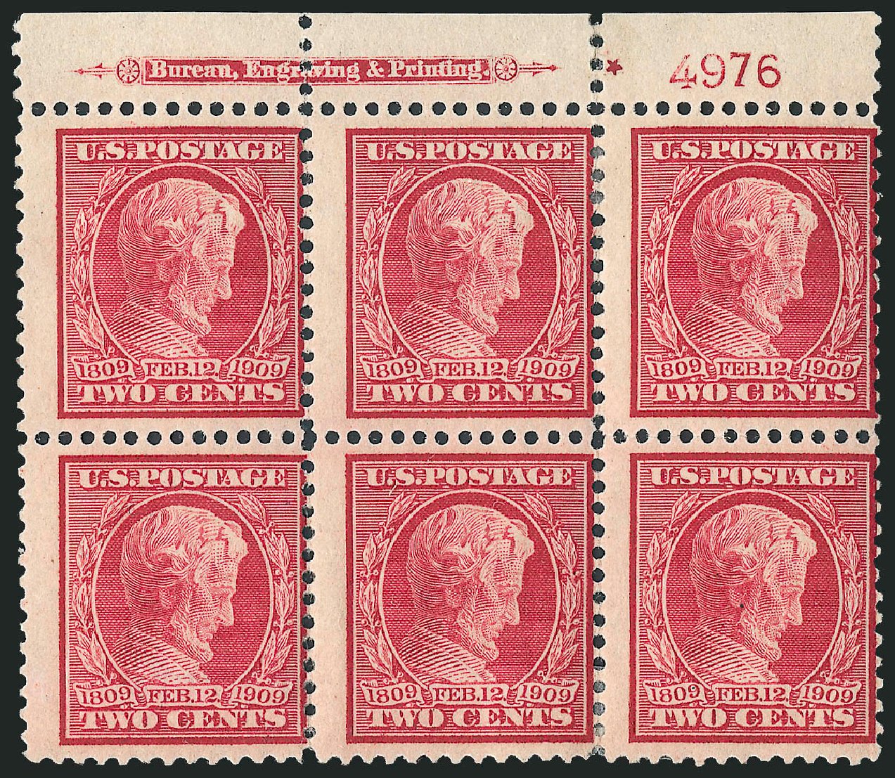 Values of US Stamp Scott Catalogue # 369 - 1909 2c Lincoln Bluish Paper. Robert Siegel Auction Galleries, Apr 2009, Sale 971, Lot 1620