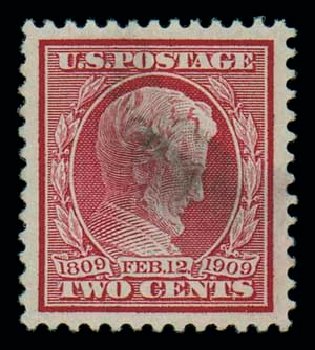 US Stamps Values Scott Catalogue # 369: 2c 1909 Lincoln Bluish Paper. Matthew Bennett International, Dec 2007, Sale 325, Lot 2004