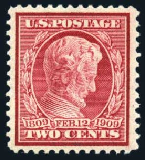 Price of US Stamp Scott Catalogue 369: 1909 2c Lincoln Bluish Paper. Harmer-Schau Auction Galleries, Jun 2008, Sale 78, Lot 1544