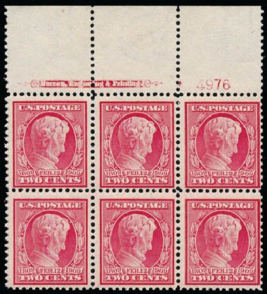 Value of US Stamp Scott Catalogue # 369 - 2c 1909 Lincoln Bluish Paper. Schuyler J. Rumsey Philatelic Auctions, Apr 2015, Sale 60, Lot 2914
