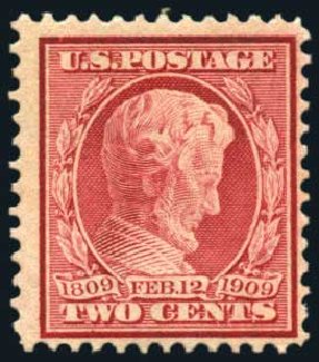Costs of US Stamps Scott Catalogue # 369 - 2c 1909 Lincoln Bluish Paper. Harmer-Schau Auction Galleries, Oct 2008, Sale 79, Lot 185