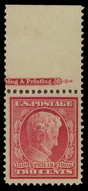 Value of US Stamps Scott Catalog 369: 2c 1909 Lincoln Bluish Paper. Daniel Kelleher Auctions, Jun 2012, Sale 630, Lot 1785