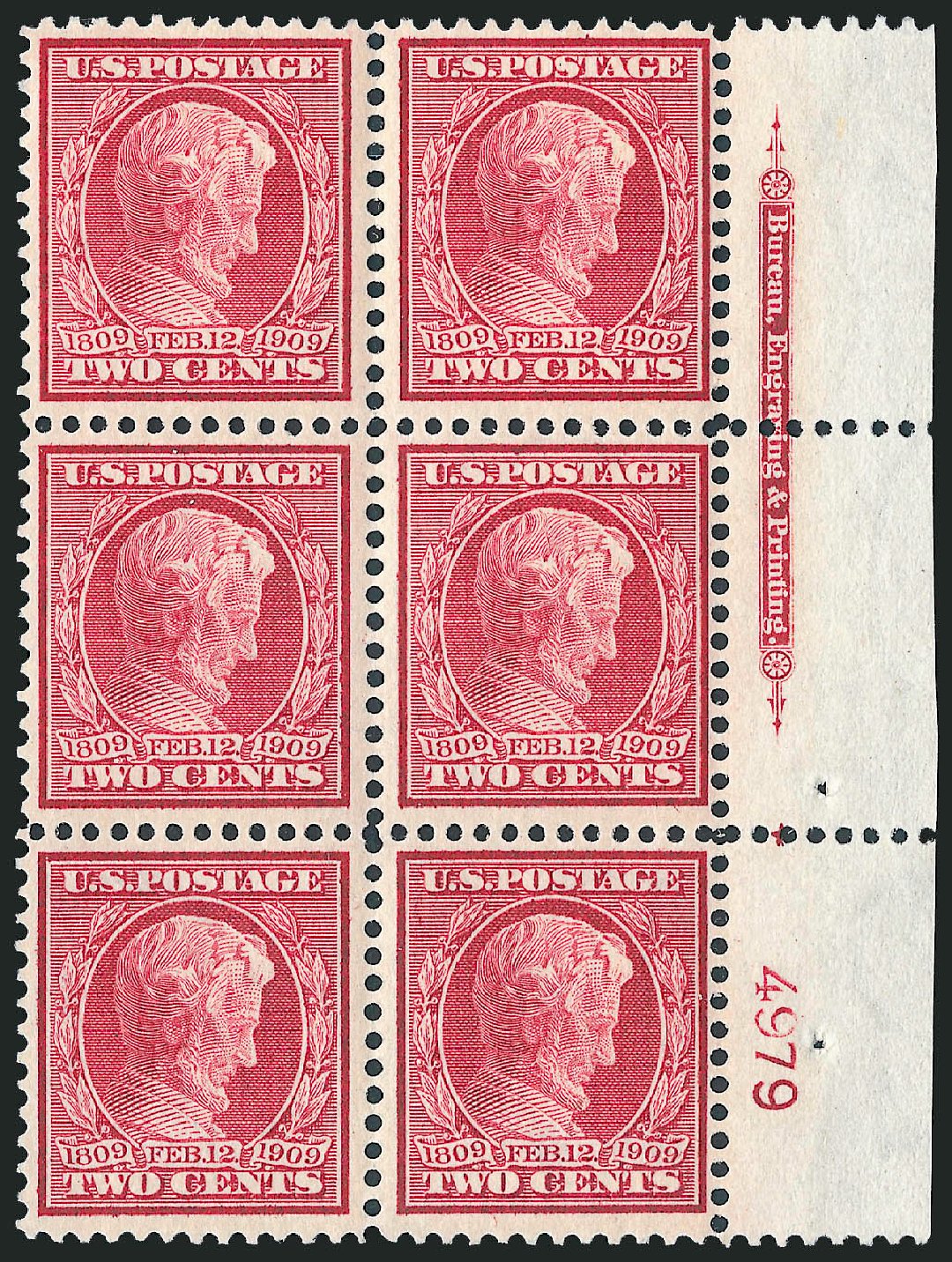 US Stamps Prices Scott Catalogue 369: 2c 1909 Lincoln Bluish Paper. Robert Siegel Auction Galleries, Apr 2009, Sale 971, Lot 1635