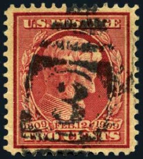 Cost of US Stamps Scott 369 - 1909 2c Lincoln Bluish Paper. Harmer-Schau Auction Galleries, Oct 2012, Sale 95, Lot 243