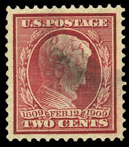 Value of US Stamp Scott 369 - 2c 1909 Lincoln Bluish Paper. Matthew Bennett International, May 2014, Sale 350, Lot 526