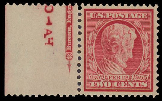 US Stamp Value Scott Catalogue #369: 1909 2c Lincoln Bluish Paper. Daniel Kelleher Auctions, Jun 2012, Sale 630, Lot 1786