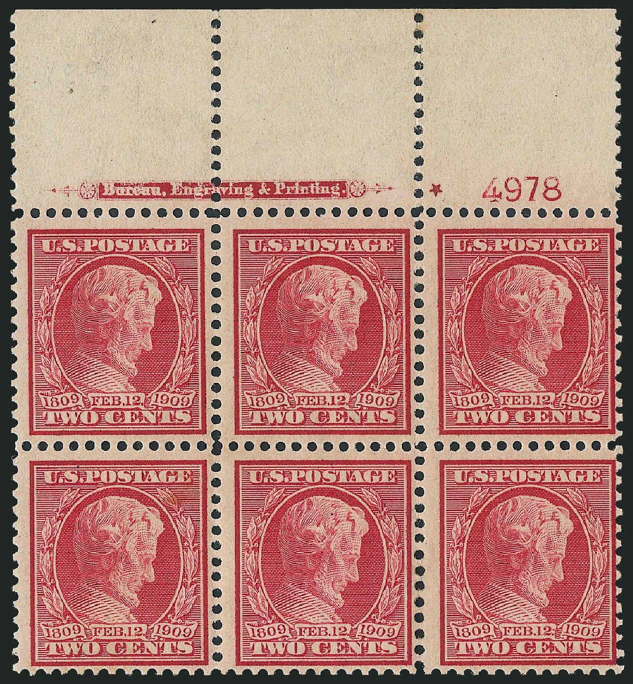 Values of US Stamp Scott Cat. # 369 - 1909 2c Lincoln Bluish Paper. Robert Siegel Auction Galleries, Oct 2011, Sale 1014, Lot 1826