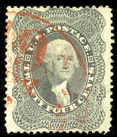 US Stamp Value Scott Catalog #37: 24c 1860 Washington. Matthew Bennett International, Feb 2012, Sale 340, Lot 127