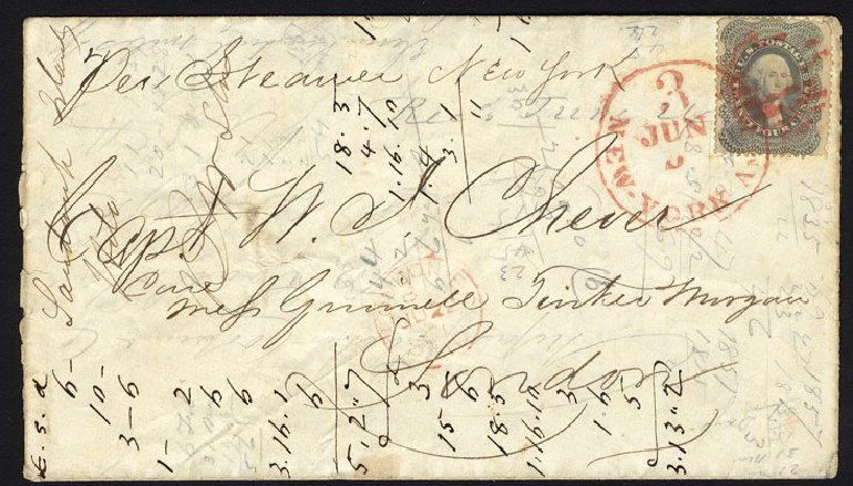 Values of US Stamps Scott Catalogue #37: 1860 24c Washington. Cherrystone Auctions, Nov 2010, Sale 201011, Lot 57