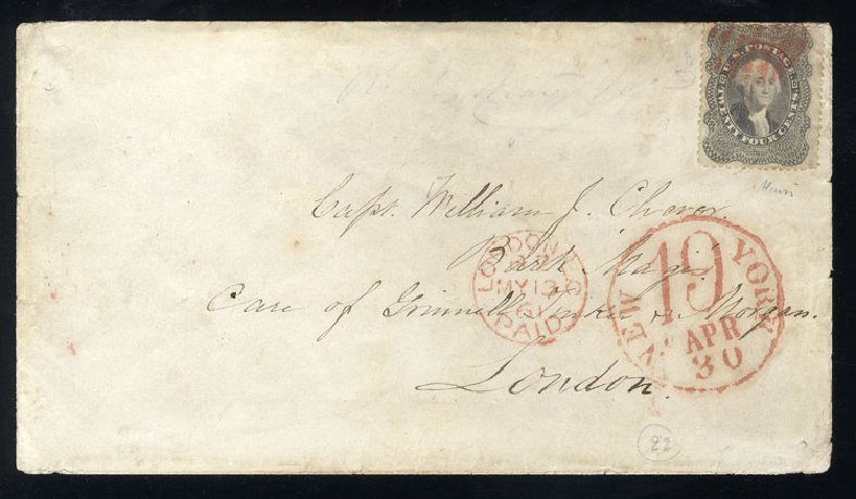 Values of US Stamp Scott #37 - 1860 24c Washington. Cherrystone Auctions, Apr 2012, Sale 201204, Lot 37