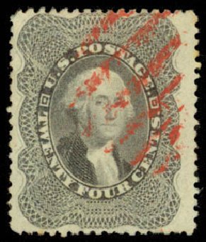 Prices of US Stamps Scott Cat. #37: 24c 1860 Washington. Daniel Kelleher Auctions, Mar 2013, Sale 635, Lot 277