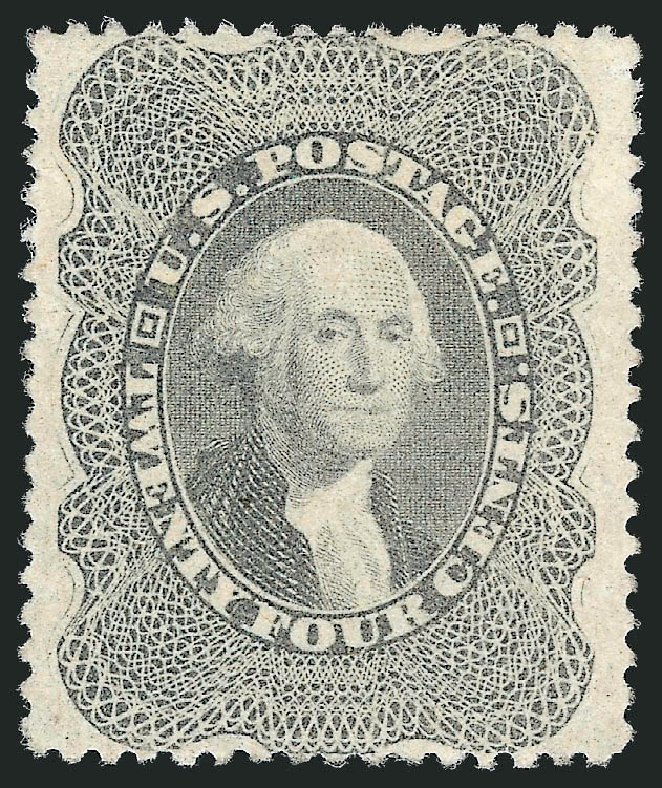 Value of US Stamp Scott Cat. # 37 - 1860 24c Washington. Robert Siegel Auction Galleries, Oct 2012, Sale 1033, Lot 4027