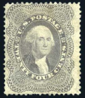 Value of US Stamps Scott Cat. # 37: 24c 1860 Washington. Harmer-Schau Auction Galleries, Jun 2008, Sale 78, Lot 1288