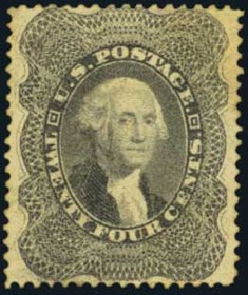 Prices of US Stamps Scott 37 - 1860 24c Washington. Harmer-Schau Auction Galleries, Oct 2011, Sale 91, Lot 178