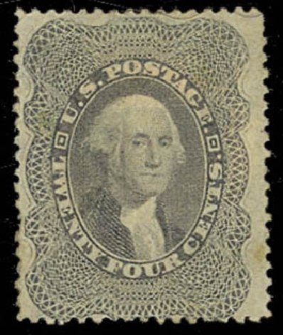 US Stamps Values Scott Cat. #37: 24c 1860 Washington. Daniel Kelleher Auctions, Oct 2011, Sale 626, Lot 68