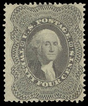 Prices of US Stamps Scott Cat. 37: 24c 1860 Washington. Daniel Kelleher Auctions, Jun 2012, Sale 630, Lot 1258