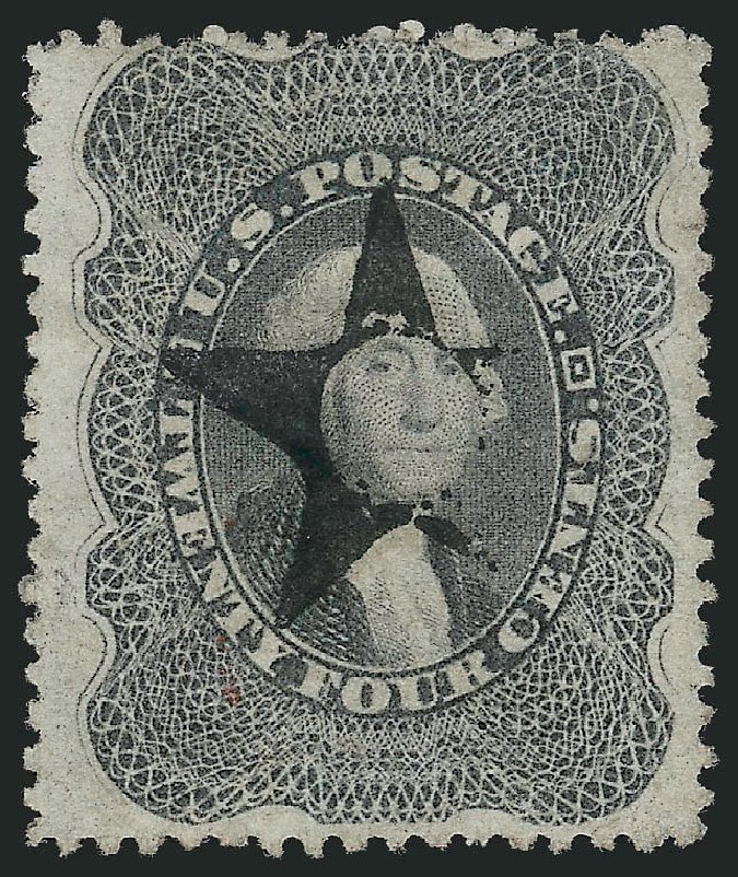 US Stamp Values Scott Catalog # 37 - 1860 24c Washington. Robert Siegel Auction Galleries, Mar 2014, Sale 1067, Lot 988