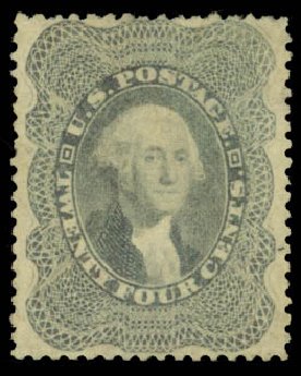 Cost of US Stamp Scott Catalog # 37 - 1860 24c Washington. Daniel Kelleher Auctions, Sep 2014, Sale 655, Lot 189