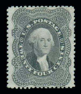 US Stamp Values Scott Cat. # 37 - 1860 24c Washington. Matthew Bennett International, Oct 2007, Sale 320, Lot 390