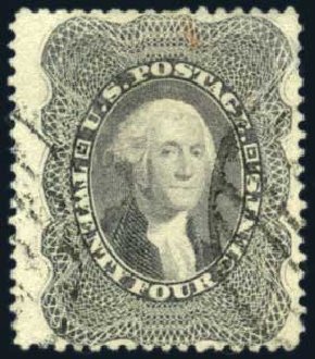 US Stamp Values Scott #37: 1860 24c Washington. Harmer-Schau Auction Galleries, Jun 2008, Sale 78, Lot 1290