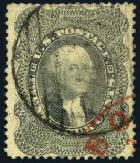 US Stamp Values Scott Catalog # 37: 24c 1860 Washington. Harmer-Schau Auction Galleries, May 2012, Sale 93, Lot 260