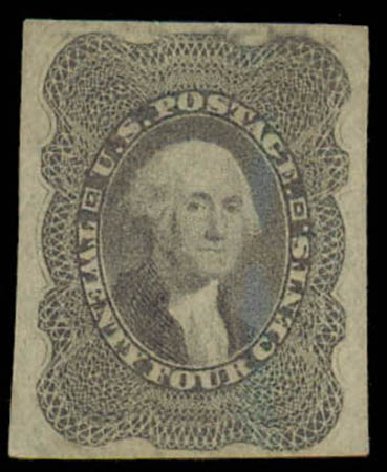 Cost of US Stamp Scott Cat. 37: 1860 24c Washington. Daniel Kelleher Auctions, Oct 2011, Sale 626, Lot 70