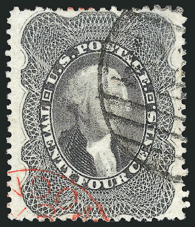 US Stamps Price Scott 37 - 1860 24c Washington. Robert Siegel Auction Galleries, Oct 2008, Sale 963, Lot 430