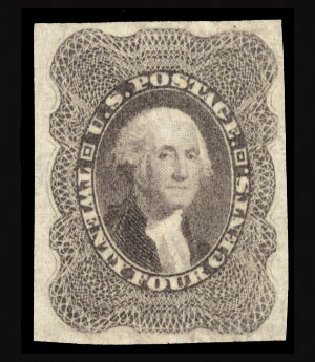 US Stamps Value Scott Catalogue # 37: 1860 24c Washington. Cherrystone Auctions, Jun 2012, Sale 201206, Lot 31