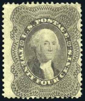 US Stamps Prices Scott Catalogue 37 - 24c 1860 Washington. Harmer-Schau Auction Galleries, Oct 2008, Sale 79, Lot 51