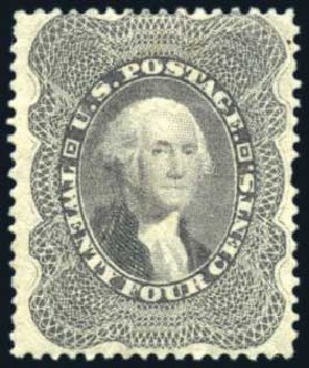 US Stamp Value Scott Catalogue # 37: 1860 24c Washington. Harmer-Schau Auction Galleries, Aug 2011, Sale 90, Lot 1151