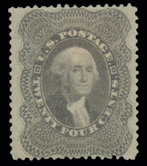Values of US Stamps Scott Cat. # 37 - 24c 1860 Washington. H.R. Harmer, May 2014, Sale 3005, Lot 1071