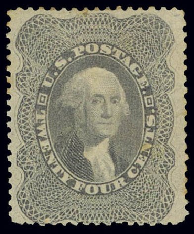 US Stamps Value Scott Catalogue #37: 1860 24c Washington. Daniel Kelleher Auctions, Feb 2013, Sale 634, Lot 41
