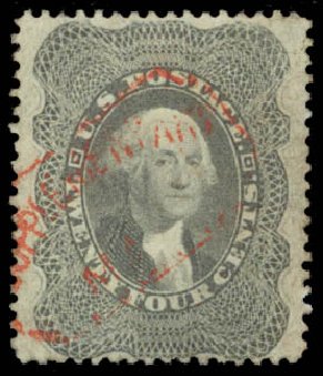 Values of US Stamp Scott Catalogue 37 - 24c 1860 Washington. Daniel Kelleher Auctions, Sep 2014, Sale 655, Lot 191