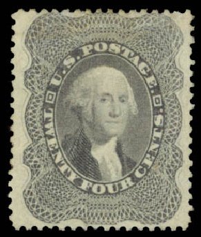 Cost of US Stamps Scott Catalog # 37 - 1860 24c Washington. Daniel Kelleher Auctions, Oct 2014, Sale 660, Lot 2061