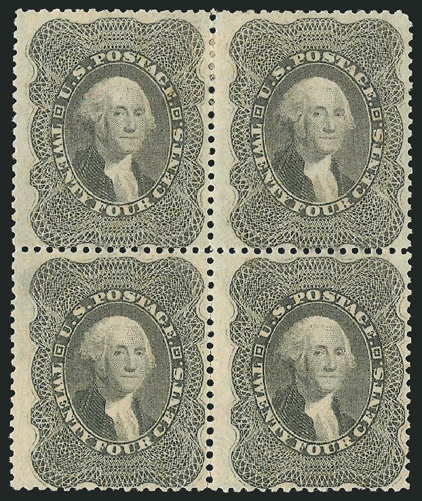 US Stamp Values Scott Catalog 37: 1860 24c Washington. Robert Siegel Auction Galleries, Nov 2014, Sale 1084, Lot 3171